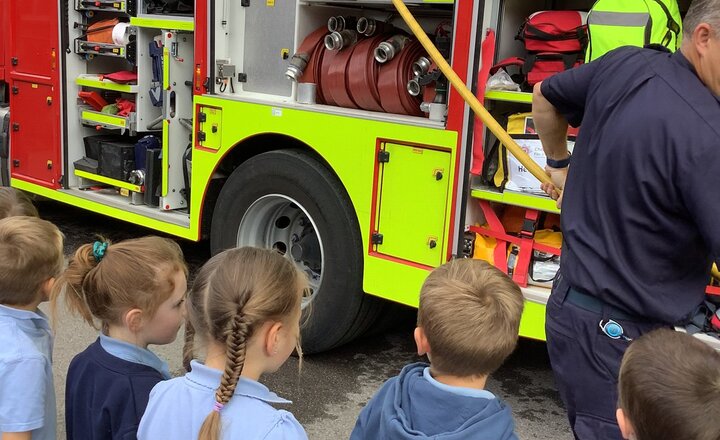 Image of Reception enjoy a visit from Cheshire Fire and Rescue.